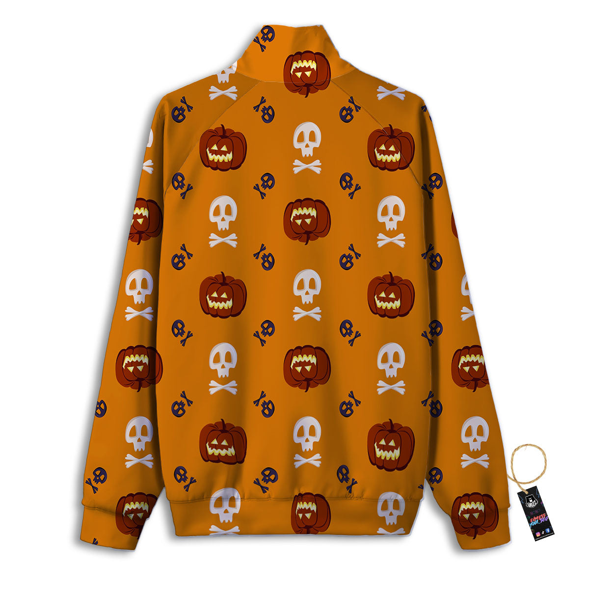 Pumkin And Skull Halloween Print Pattern Track Jacket-grizzshop