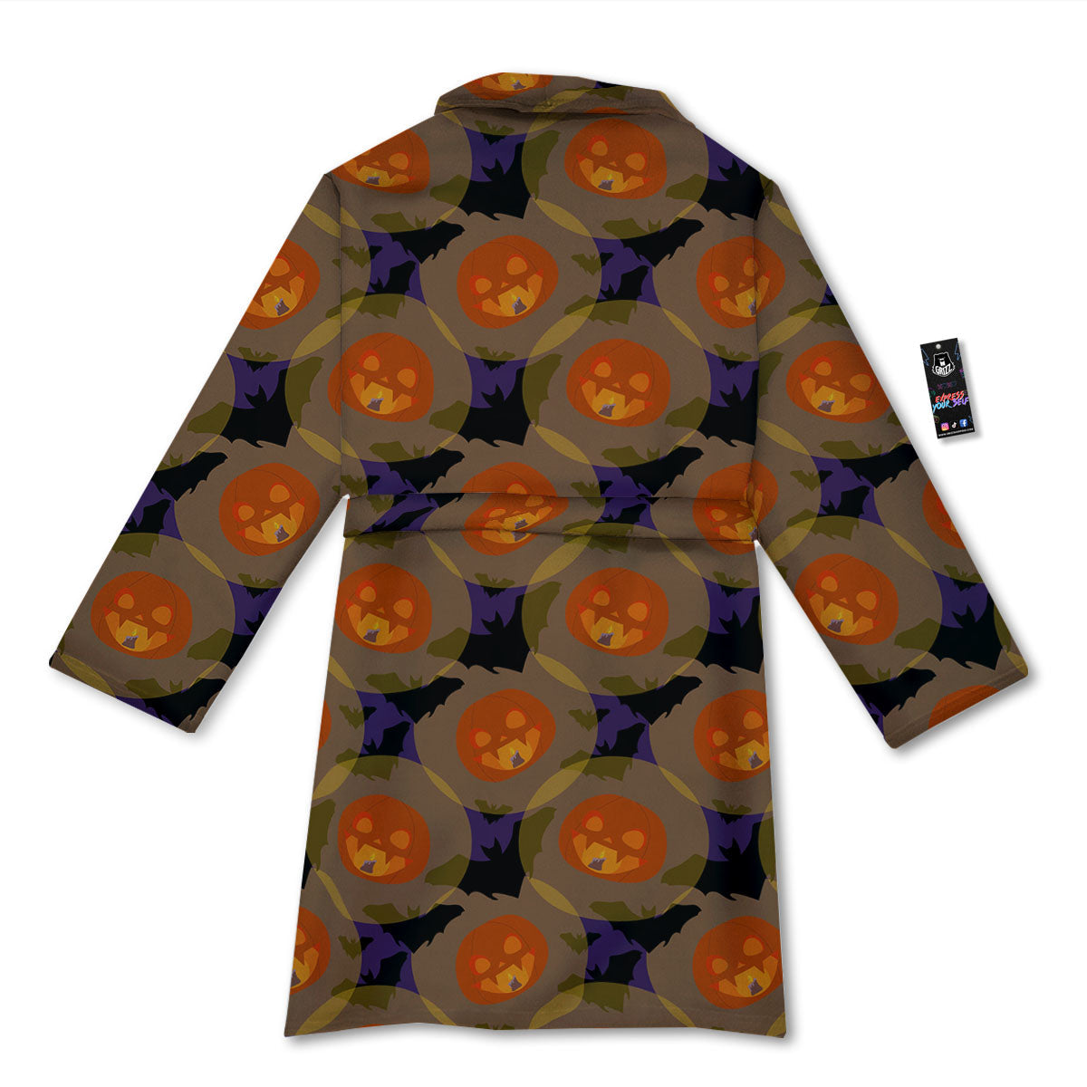 Pumkin Bat Halloween Print Pattern Bathrobe-grizzshop