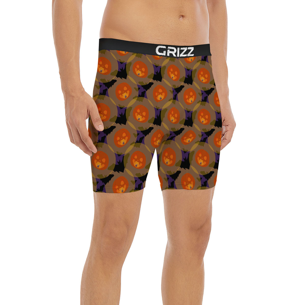 Pumkin Bat Halloween Print Pattern Boxer Briefs-grizzshop