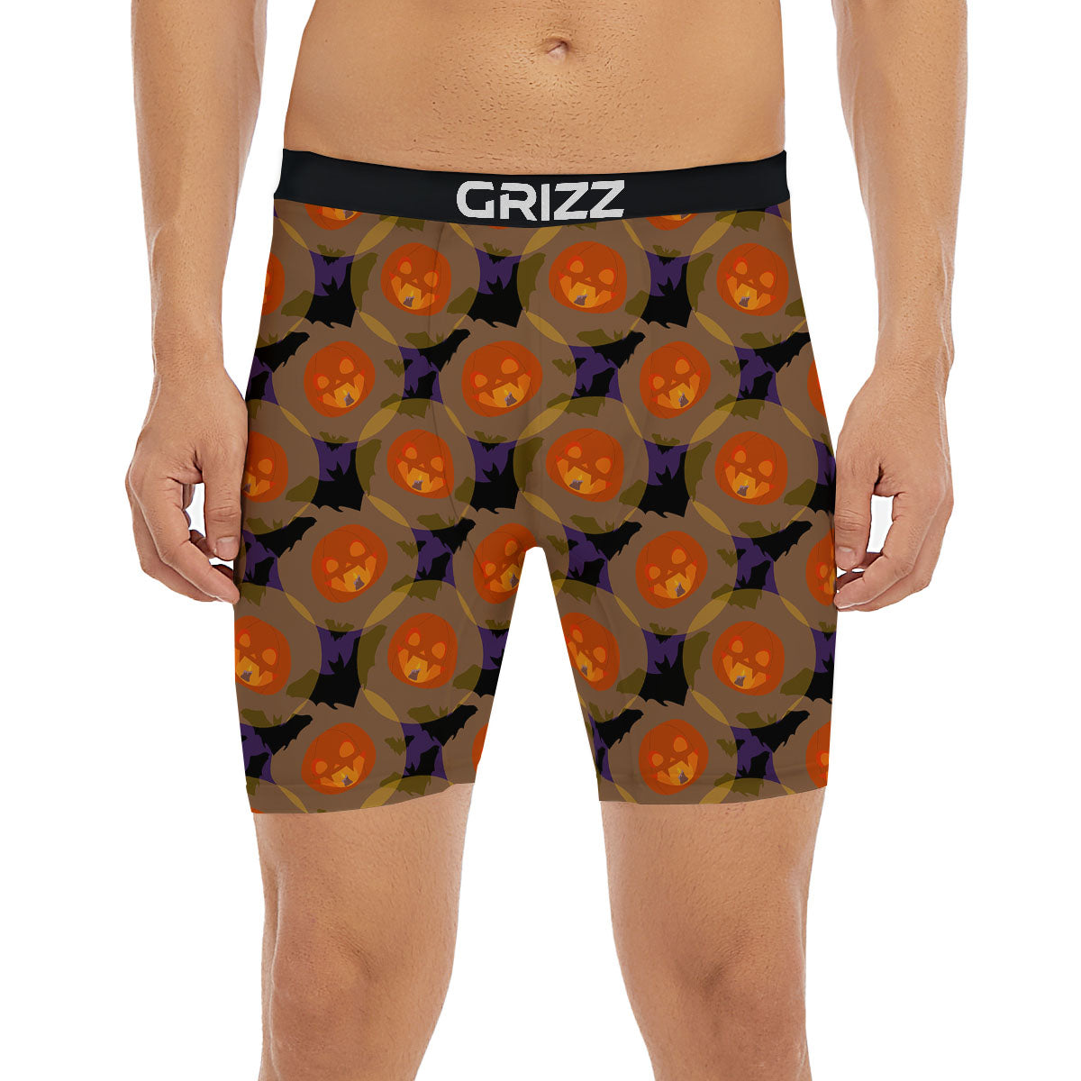 Pumkin Bat Halloween Print Pattern Boxer Briefs-grizzshop