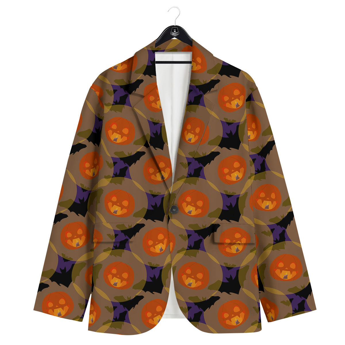 Pumkin Bat Halloween Print Pattern Men's Sport Coat-grizzshop