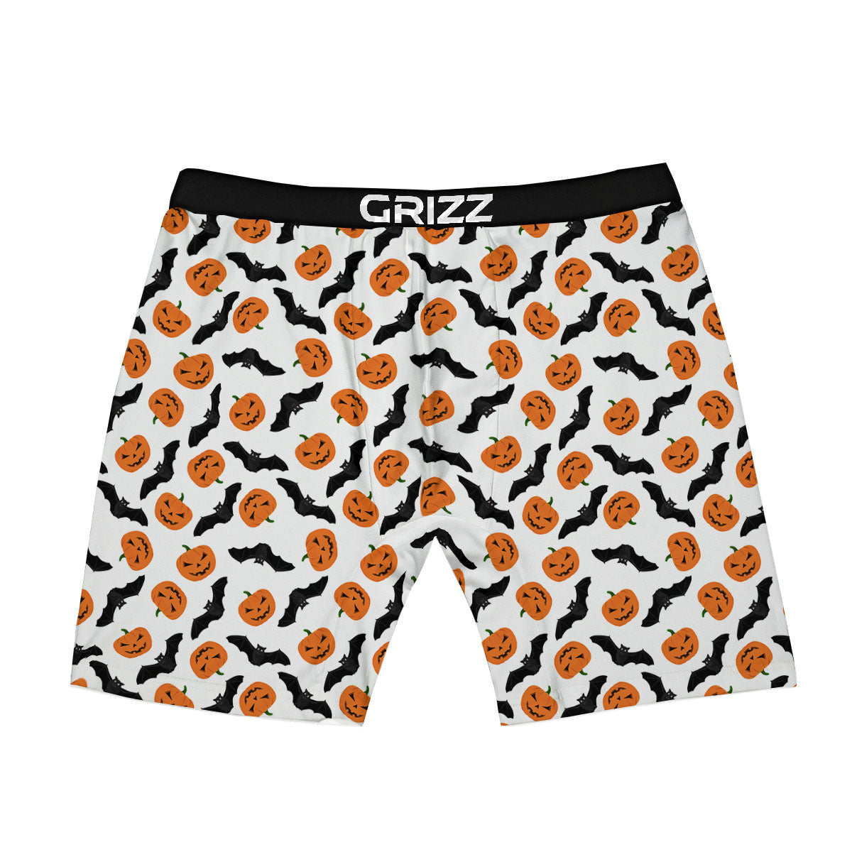 Pumpkin And Bat Halloween Print Pattern Boxer Briefs-grizzshop