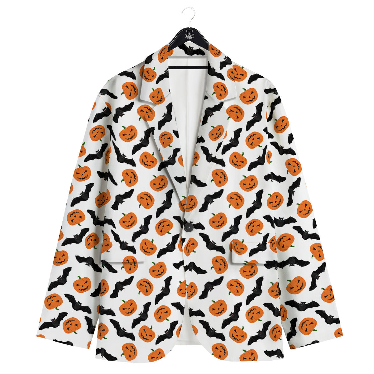 Pumpkin And Bat Halloween Print Pattern Men's Sport Coat-grizzshop