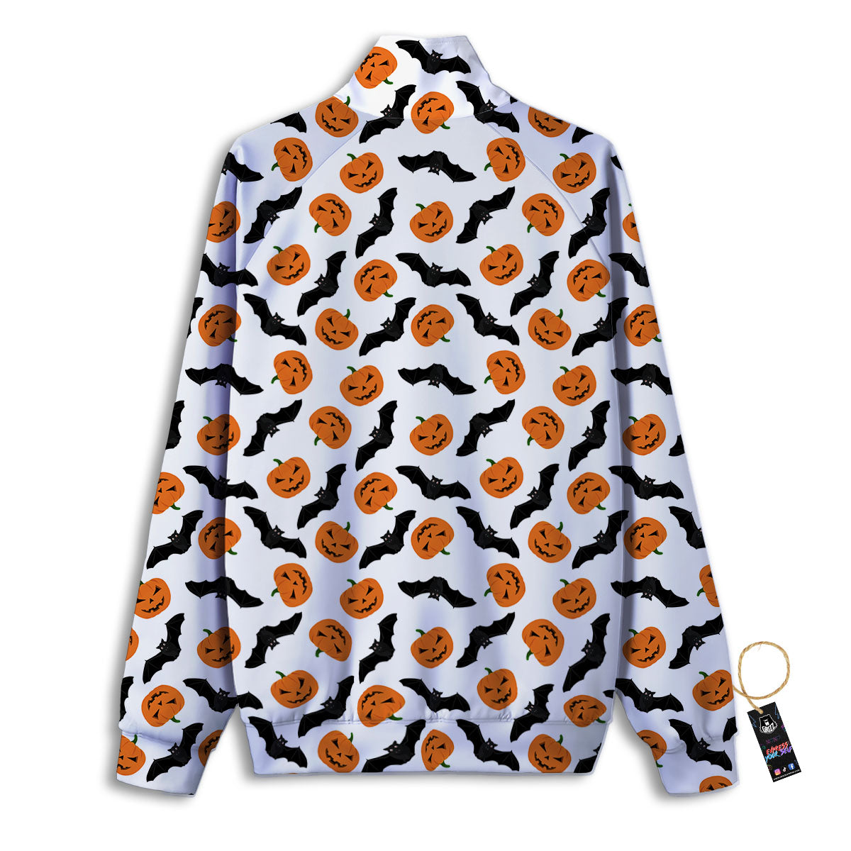 Pumpkin And Bat Halloween Print Pattern Track Jacket-grizzshop