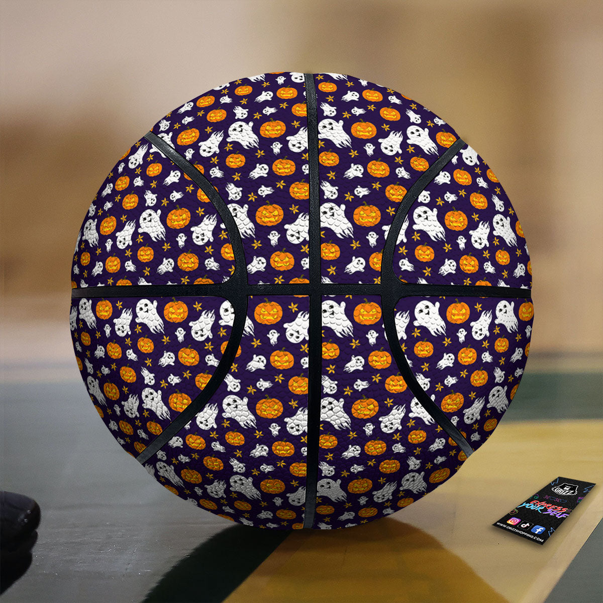 Pumpkin And Ghost Print Pattern Basketball-grizzshop