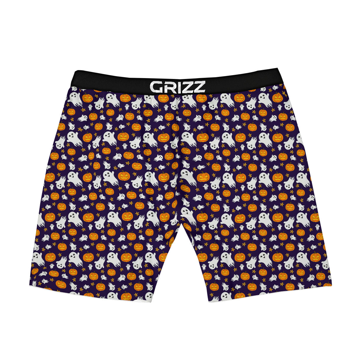 Pumpkin And Ghost Print Pattern Boxer Briefs-grizzshop