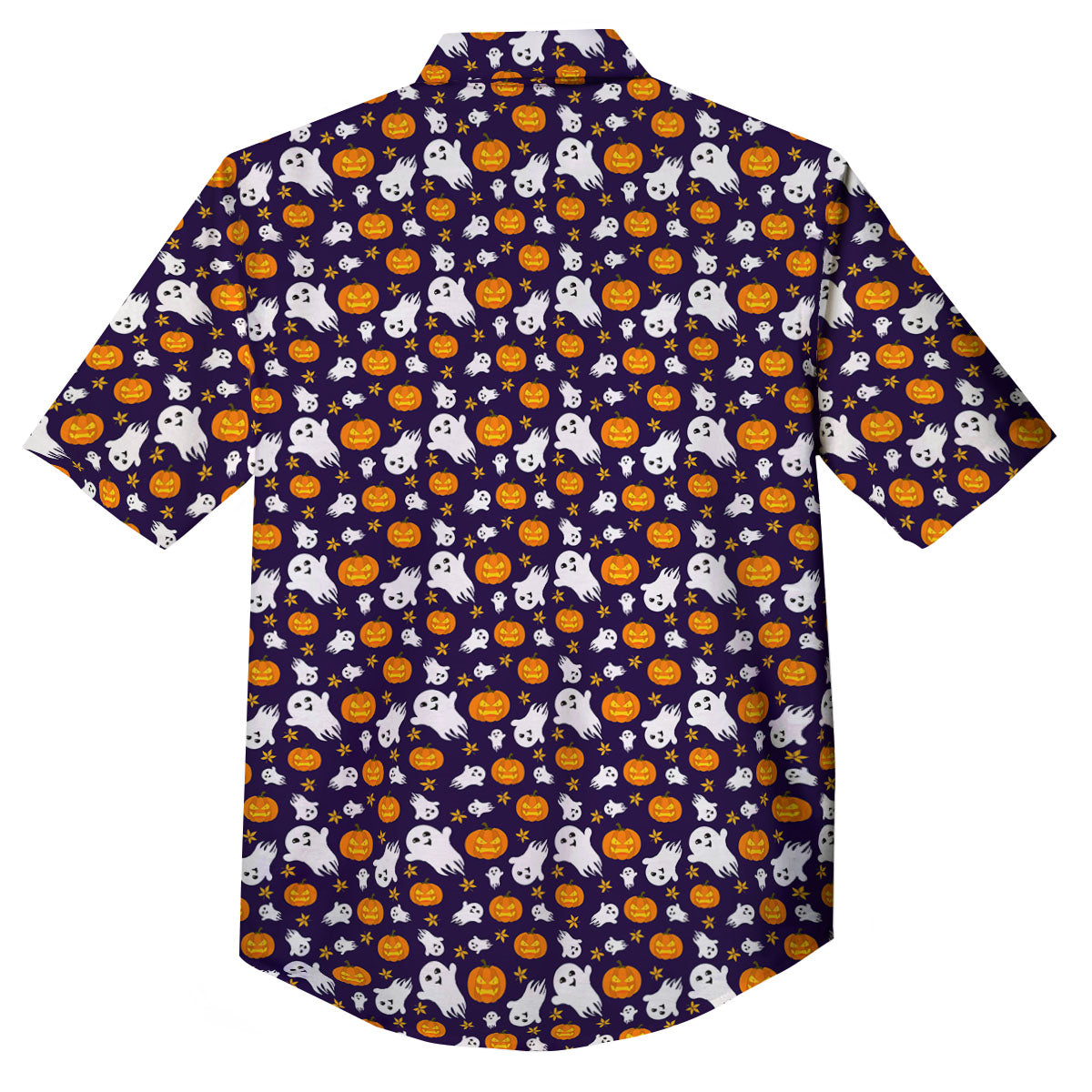 Pumpkin And Ghost Print Pattern Button Up Shirt-grizzshop