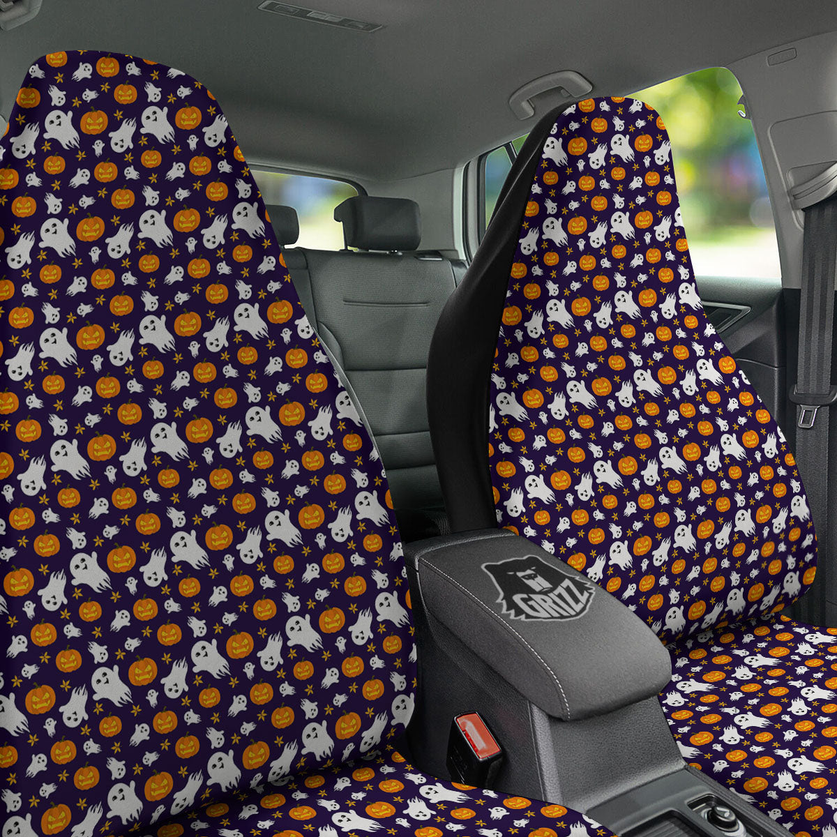 Pumpkin And Ghost Print Pattern Car Seat Covers-grizzshop