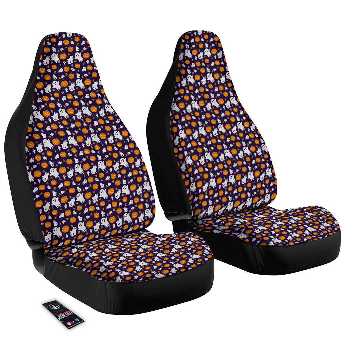 Pumpkin And Ghost Print Pattern Car Seat Covers-grizzshop