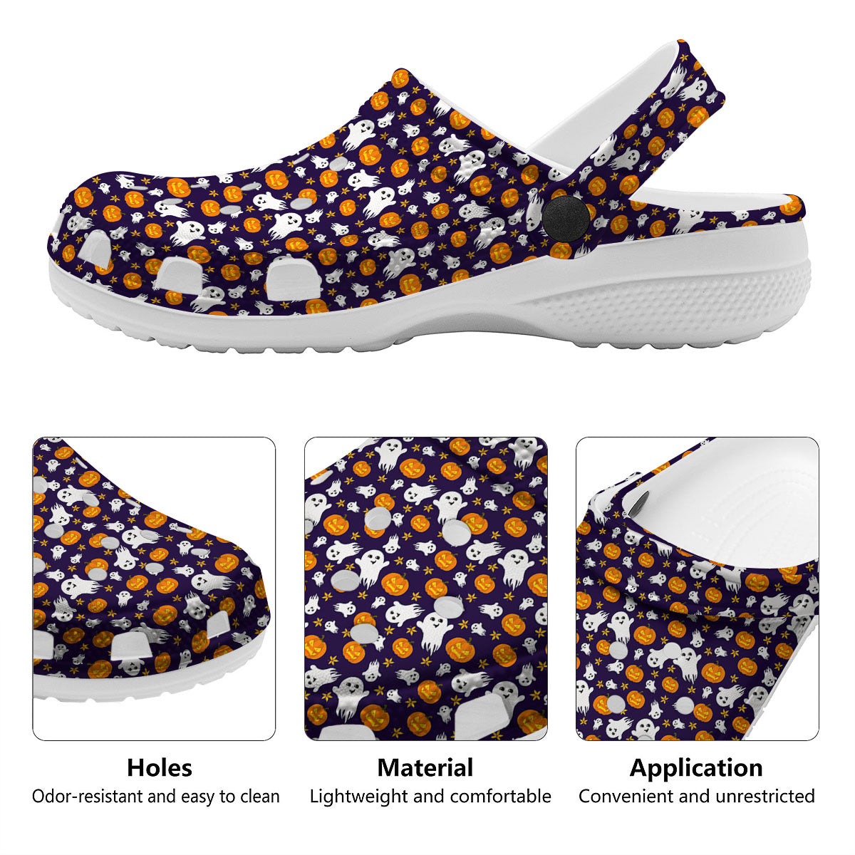 Pumpkin And Ghost Print Pattern Clog-grizzshop