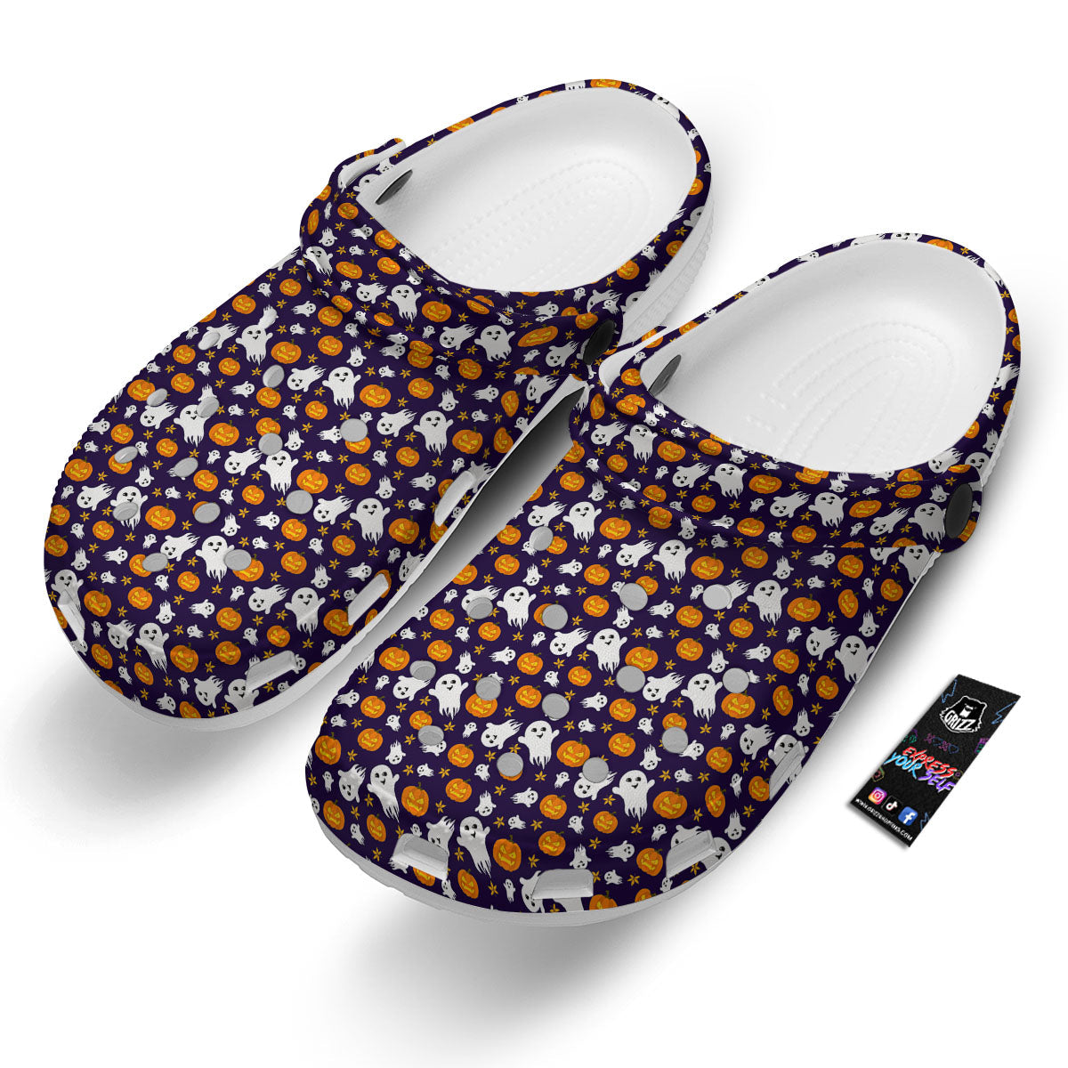 Pumpkin And Ghost Print Pattern Clog-grizzshop