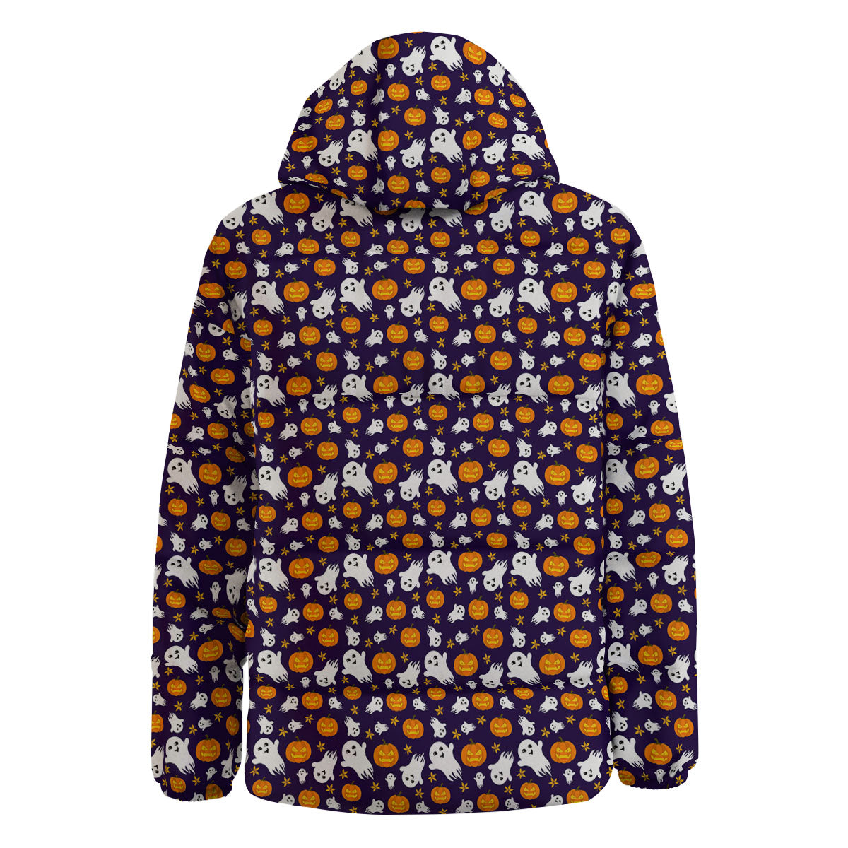 Pumpkin And Ghost Print Pattern Down Jacket-grizzshop