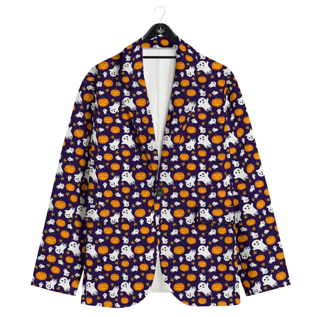 Pumpkin And Ghost Print Pattern Men's Sport Coat-grizzshop