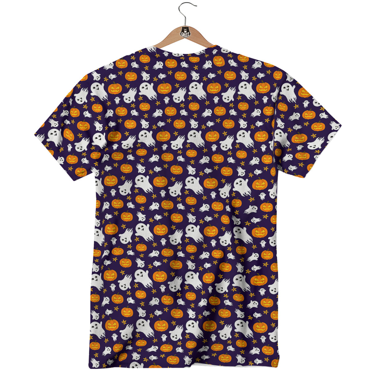 Pumpkin And Ghost Print Pattern T-Shirt-grizzshop