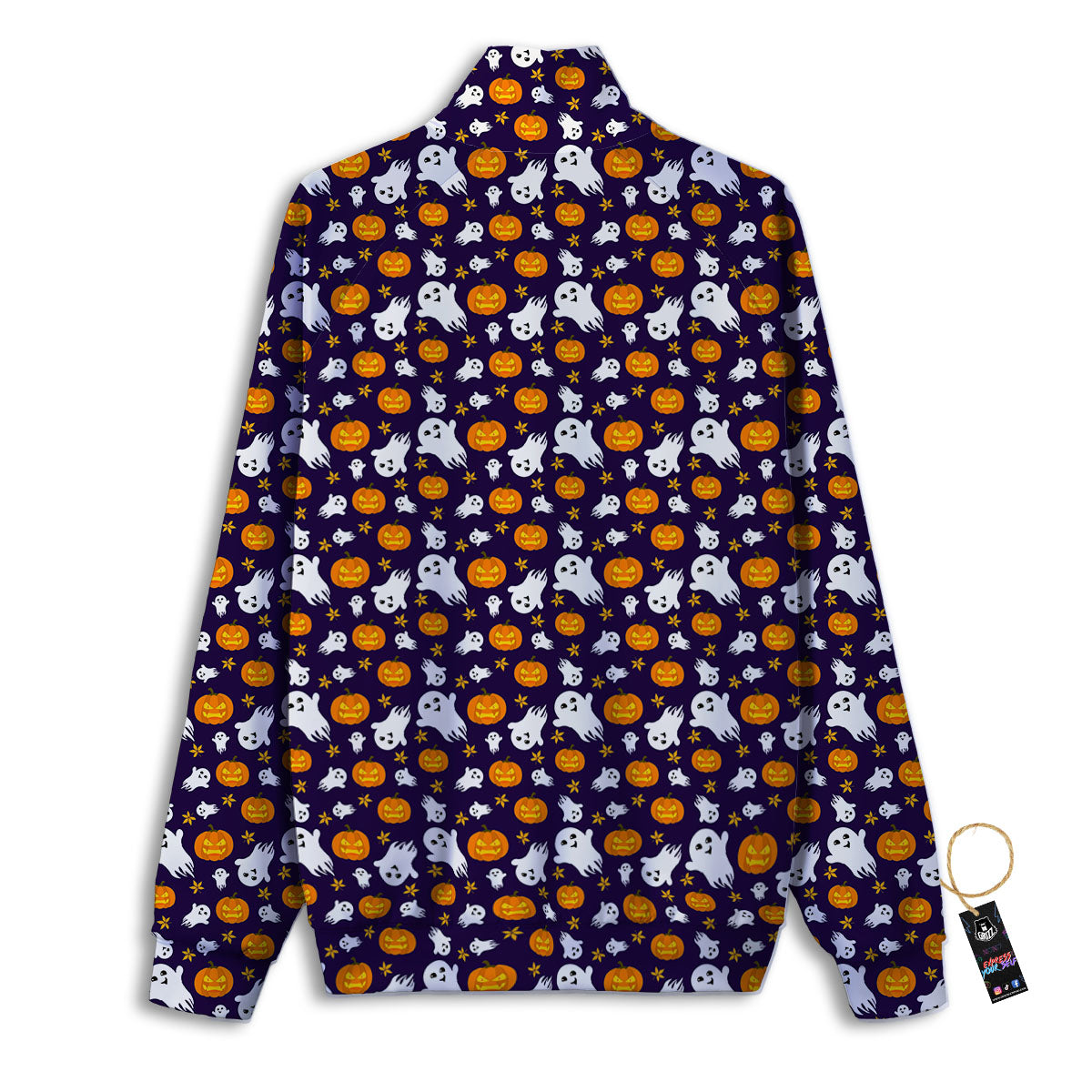 Pumpkin And Ghost Print Pattern Track Jacket-grizzshop