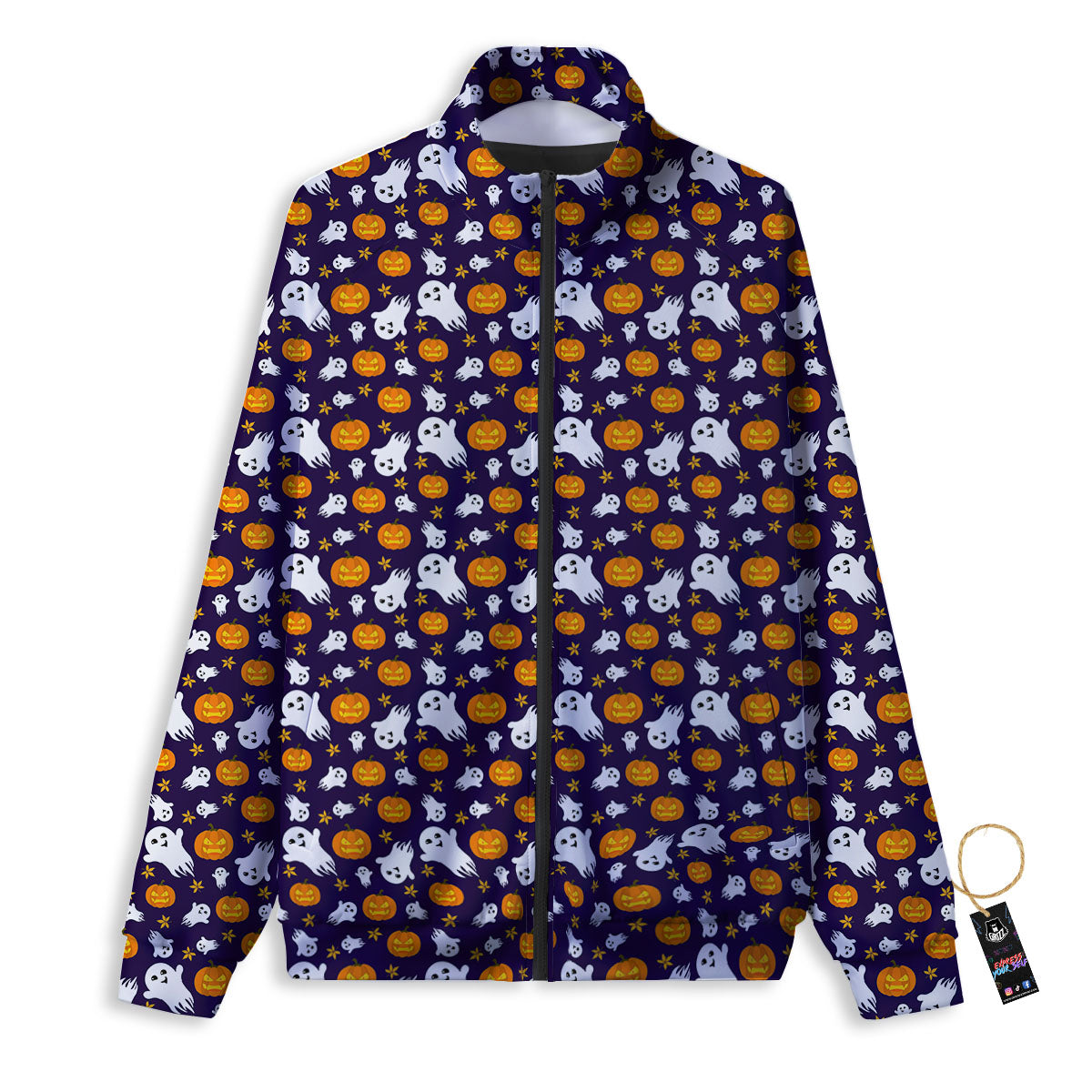 Pumpkin And Ghost Print Pattern Track Jacket-grizzshop