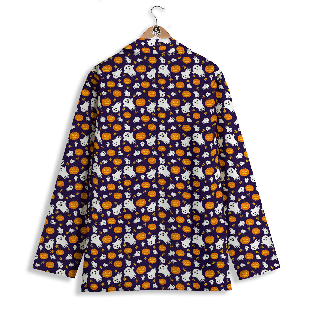 Pumpkin And Ghost Print Pattern Women's Blazer-grizzshop