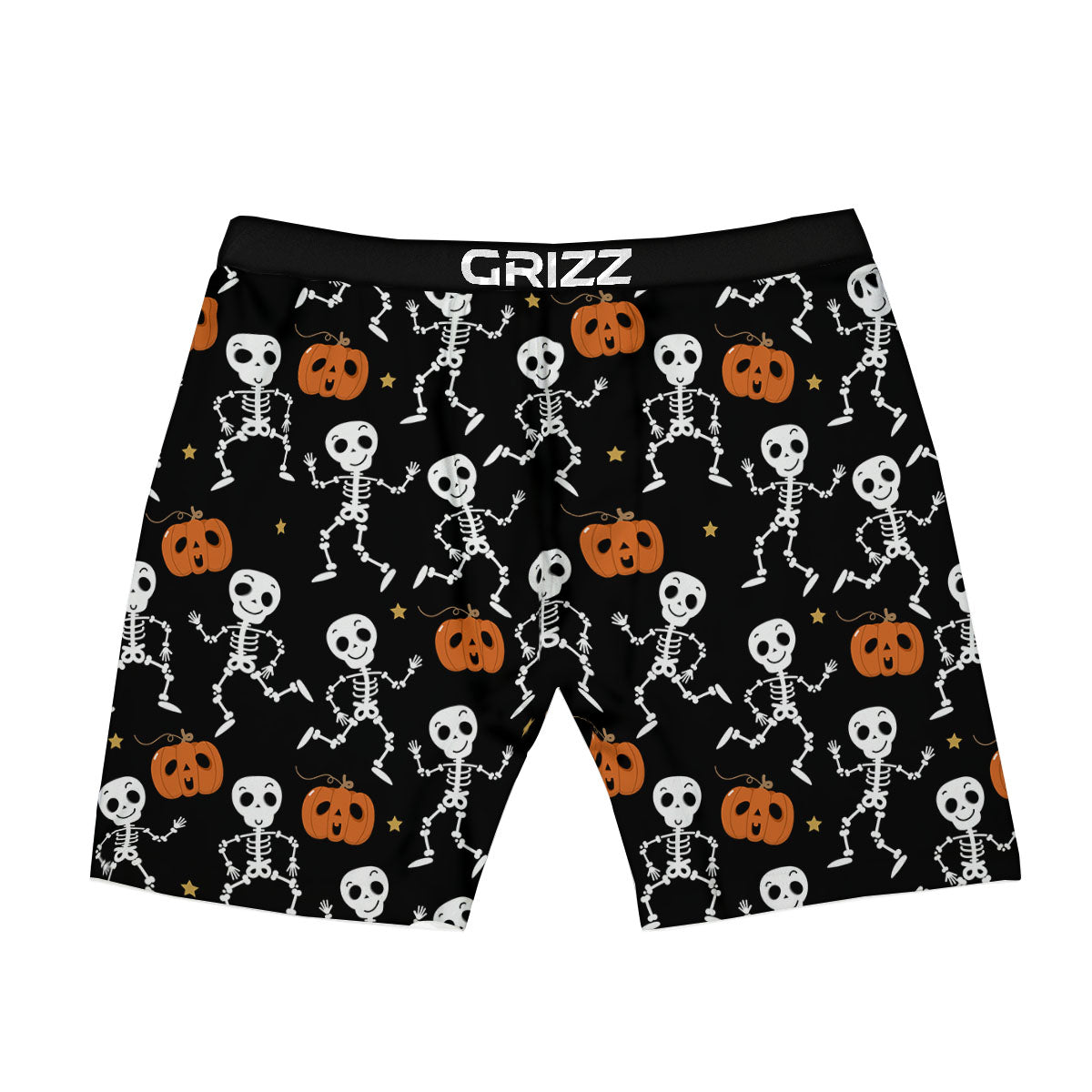 Pumpkin And Skeleton Halloween Print Boxer Briefs-grizzshop