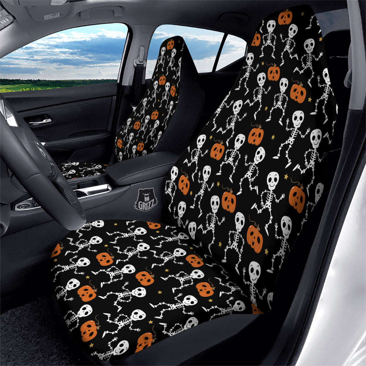 Halloween Pumpkin Print Car Seat Covers, Universal Fit Car Seat