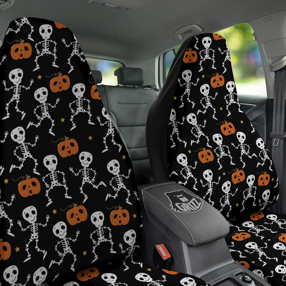 Halloween Pumpkin Print Car Seat Covers, Universal Fit Car Seat