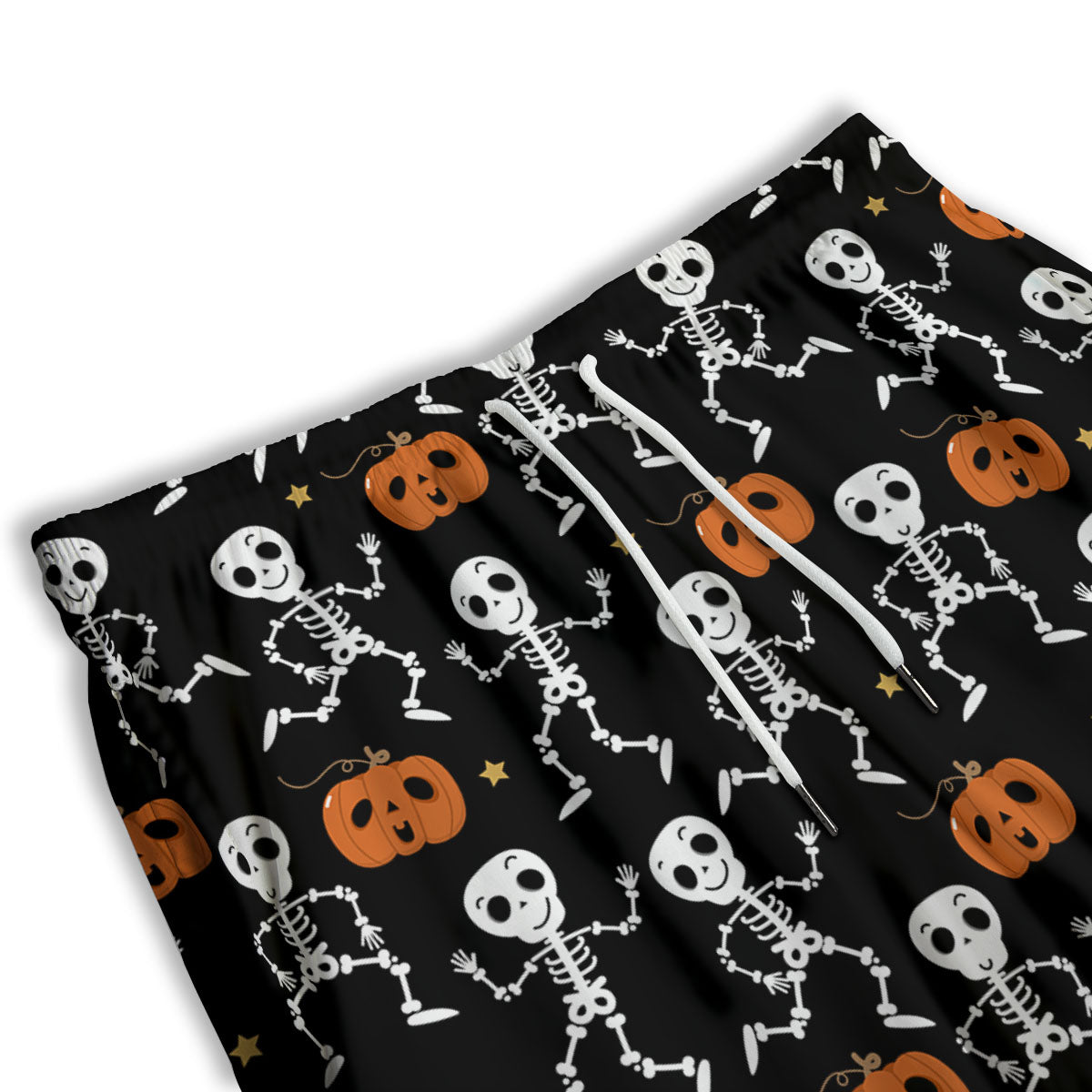 Pumpkin And Skeleton Halloween Print Men's Athletic Shorts