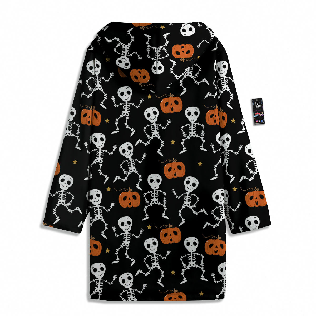Pumpkin And Skeleton Halloween Print Men's Windbreaker Jacket-grizzshop