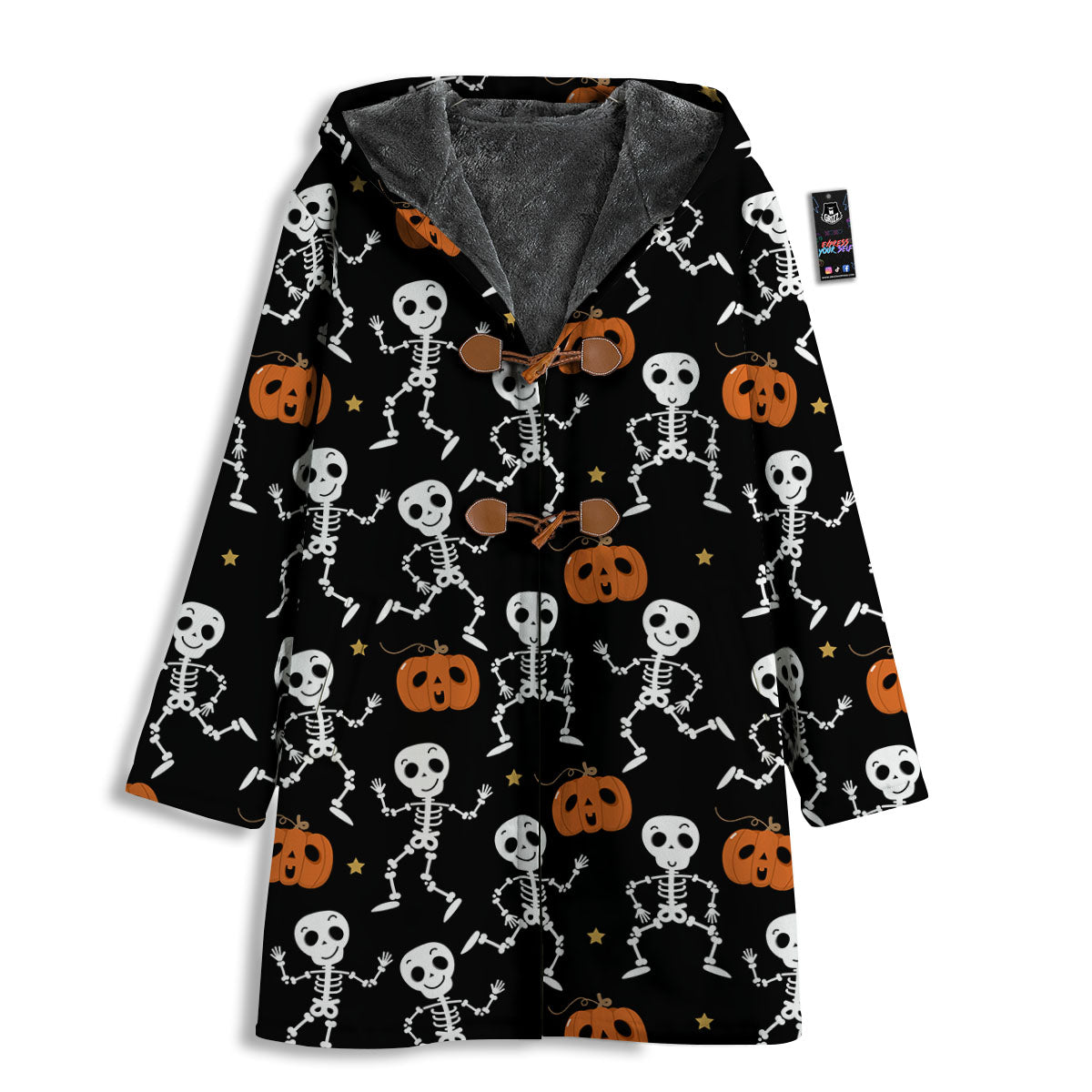 Pumpkin And Skeleton Halloween Print Men's Windbreaker Jacket-grizzshop