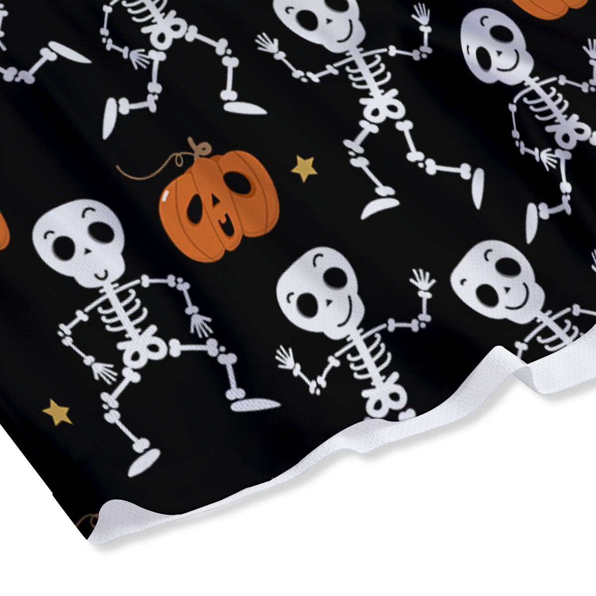 Pumpkin And Skeleton Halloween Print Mesh Shorts