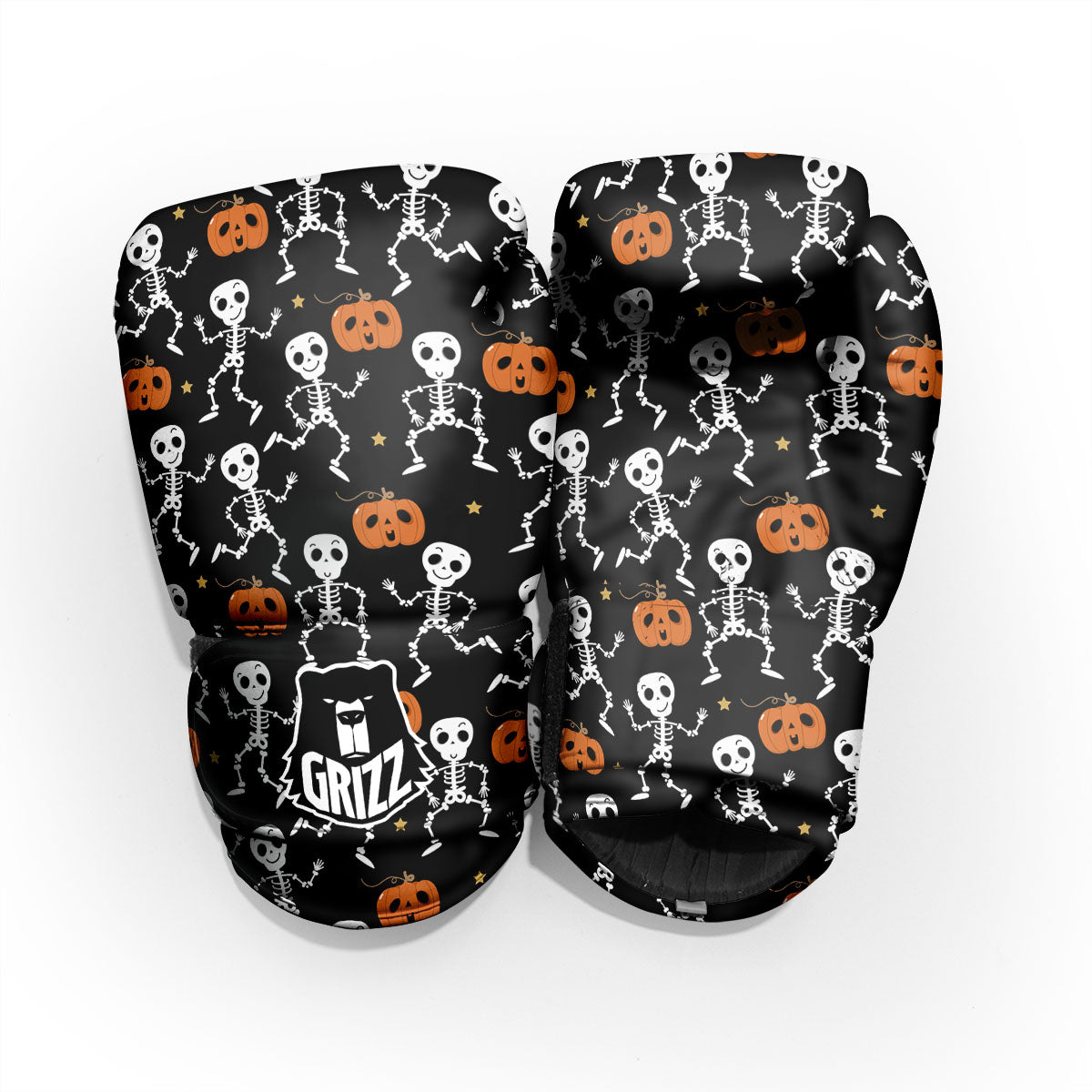 Pumpkin And Skeleton Halloween Print Pro Boxing Glove