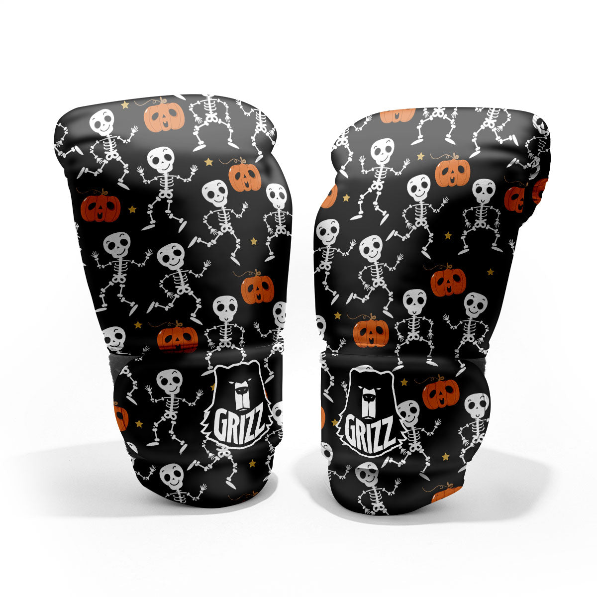 Pumpkin And Skeleton Halloween Print Pro Boxing Glove