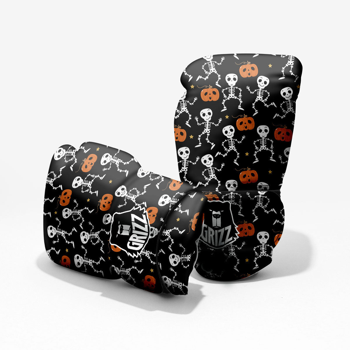 Pumpkin And Skeleton Halloween Print Pro Boxing Glove