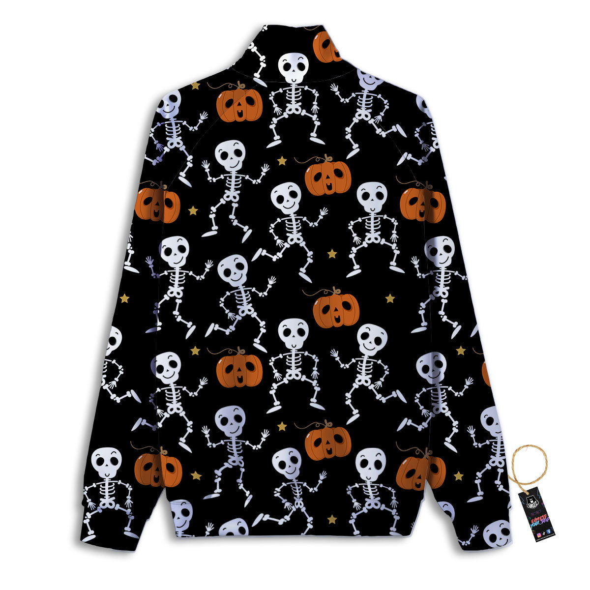 Pumpkin And Skeleton Halloween Print Track Jacket-grizzshop