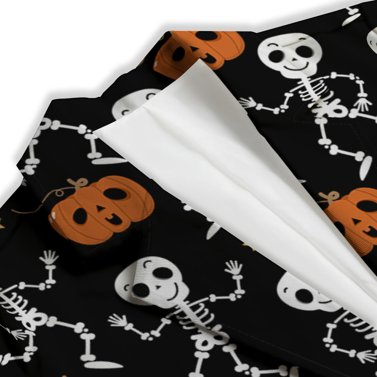 Pumpkin And Skeleton Halloween Print Women's Blazer-grizzshop