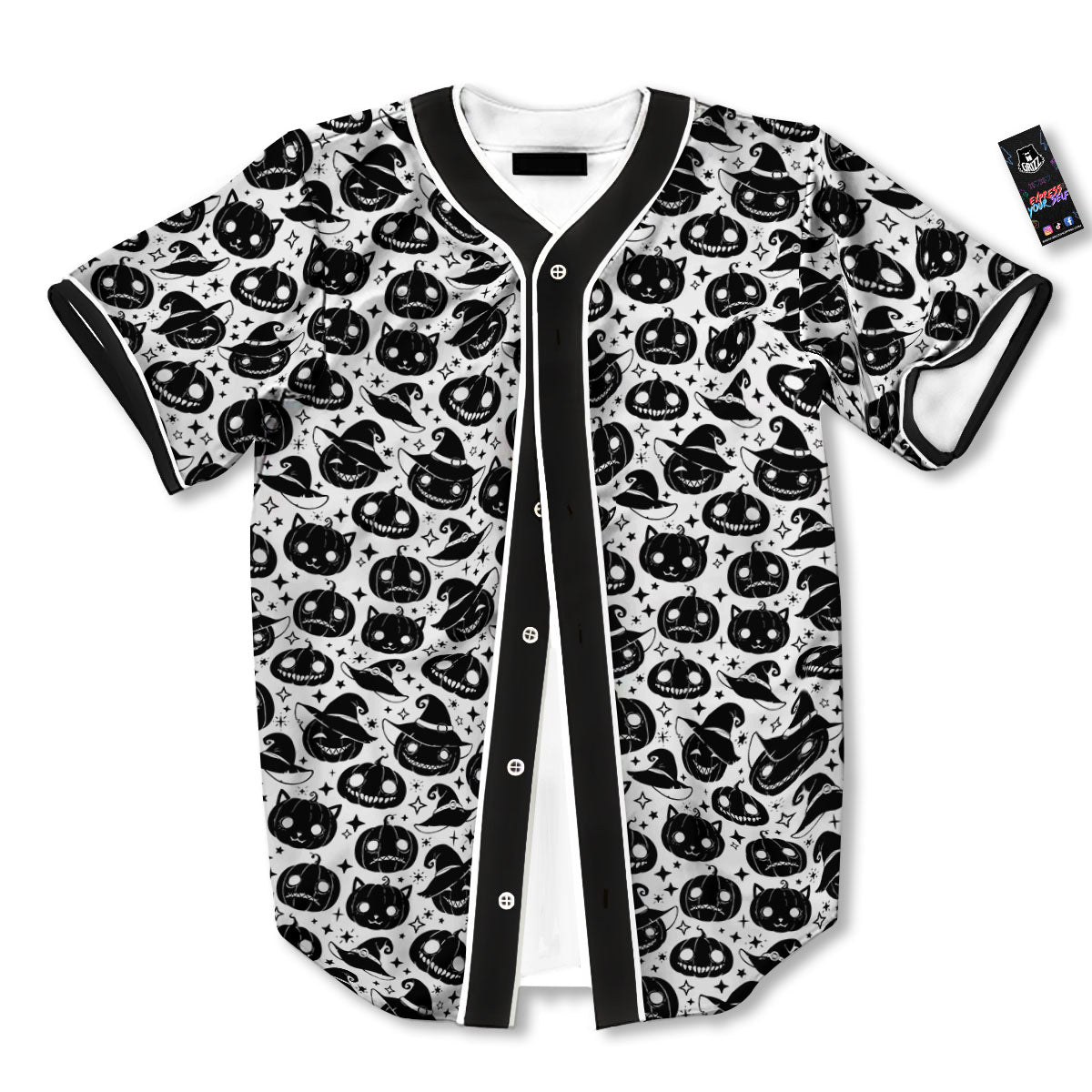 Pumpkin Black Halloween Print Pattern Baseball Jersey-grizzshop
