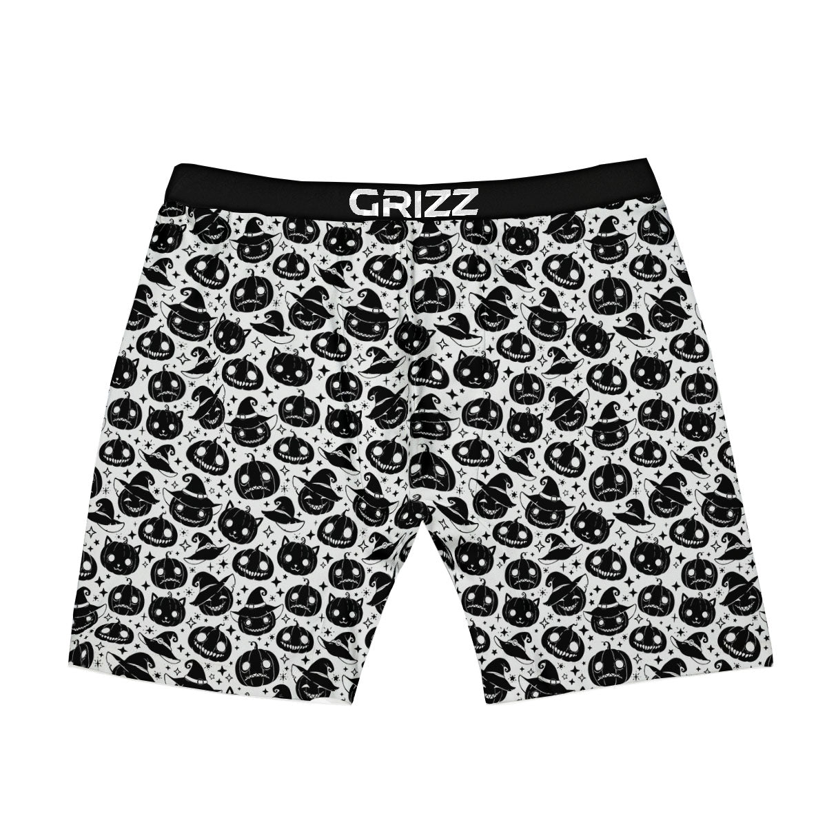 Pumpkin Black Halloween Print Pattern Boxer Briefs-grizzshop