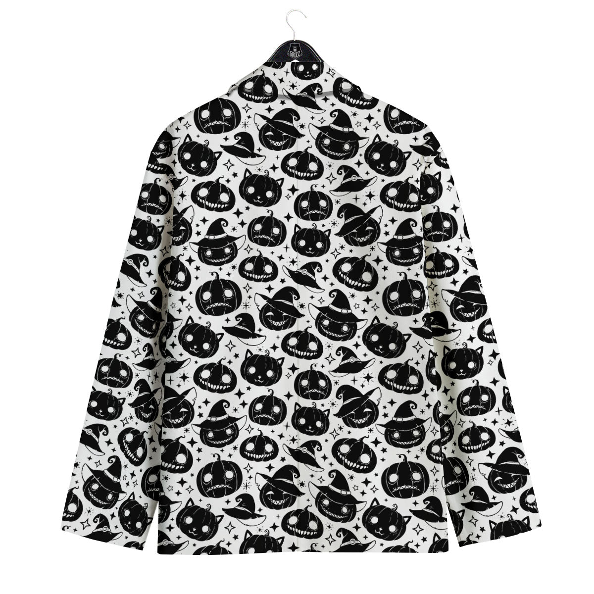 Pumpkin Black Halloween Print Pattern Men's Sport Coat-grizzshop
