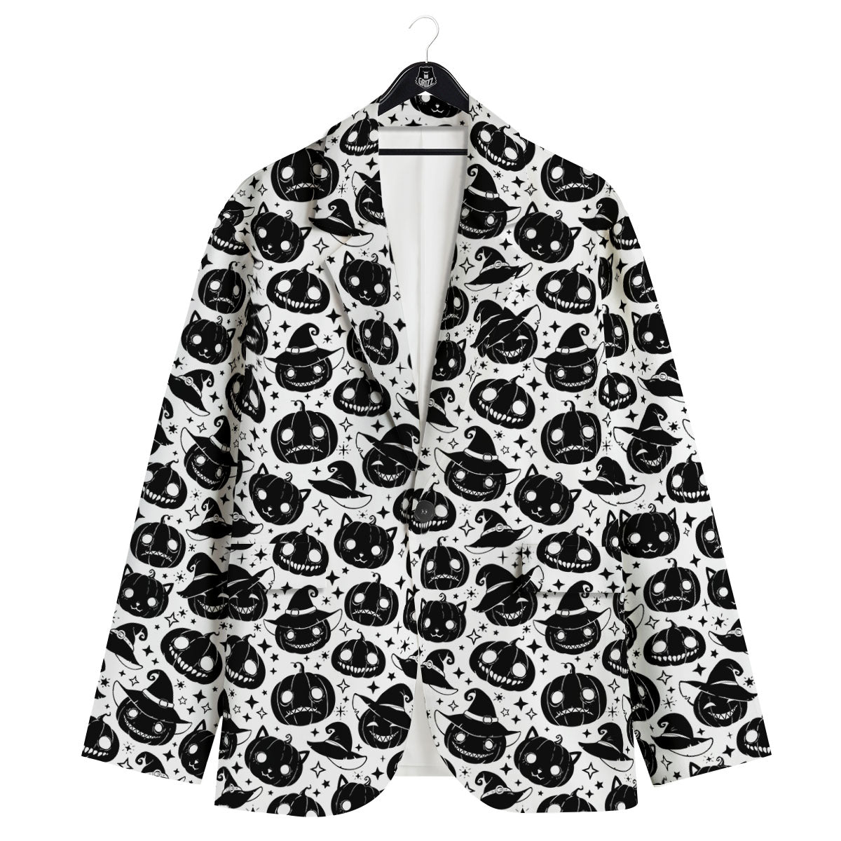 Pumpkin Black Halloween Print Pattern Men's Sport Coat-grizzshop
