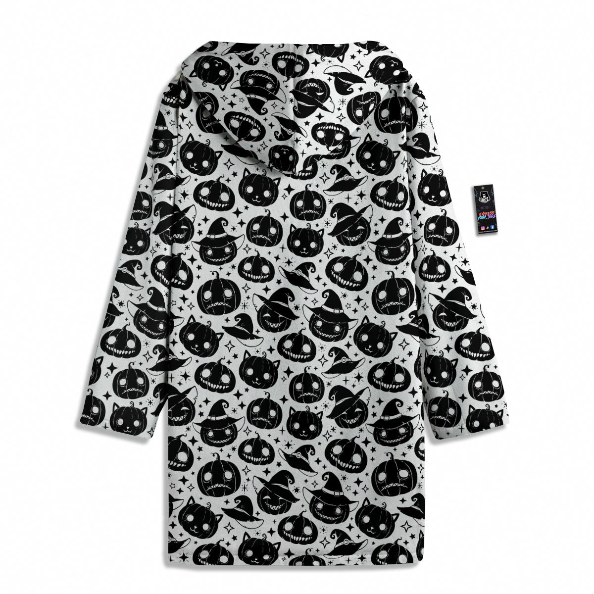 Pumpkin Black Halloween Print Pattern Men's Windbreaker Jacket-grizzshop