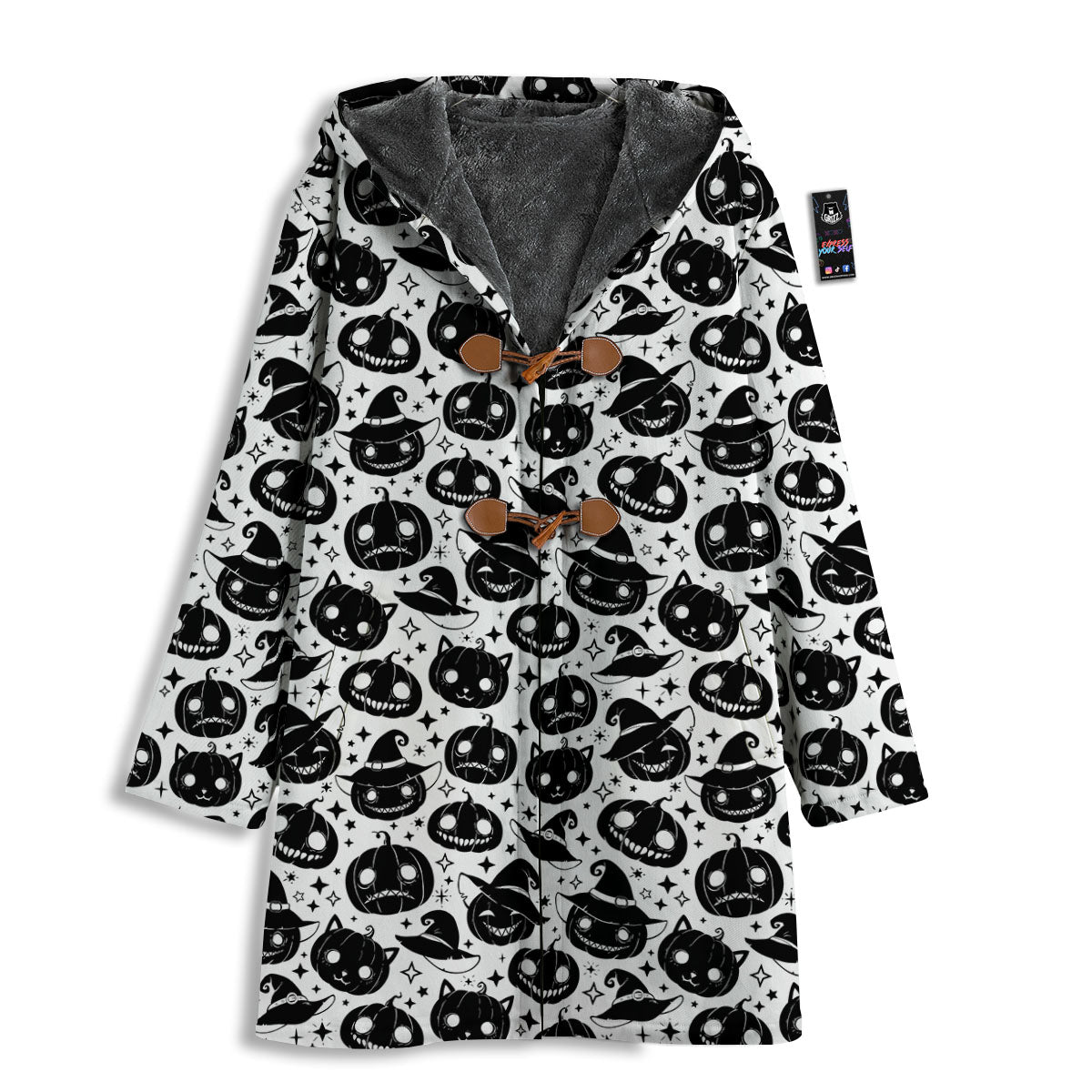 Pumpkin Black Halloween Print Pattern Men's Windbreaker Jacket-grizzshop