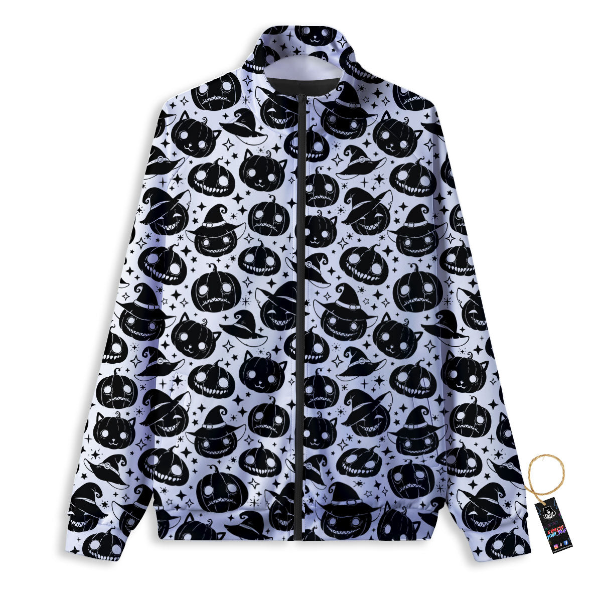 Pumpkin Black Halloween Print Pattern Track Jacket-grizzshop