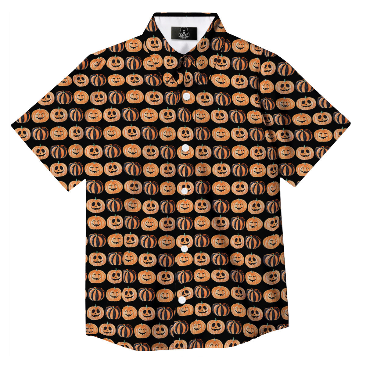 Pumpkin Cute Print Pattern Button Up Shirt-grizzshop