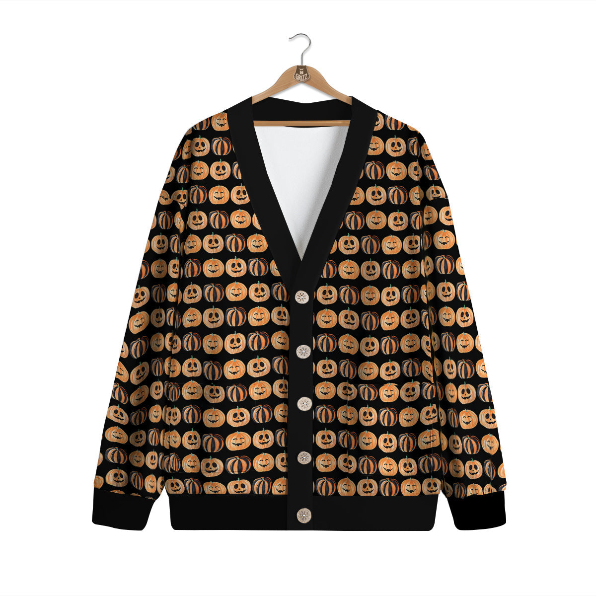 Pumpkin Cute Print Pattern Cardigan-grizzshop