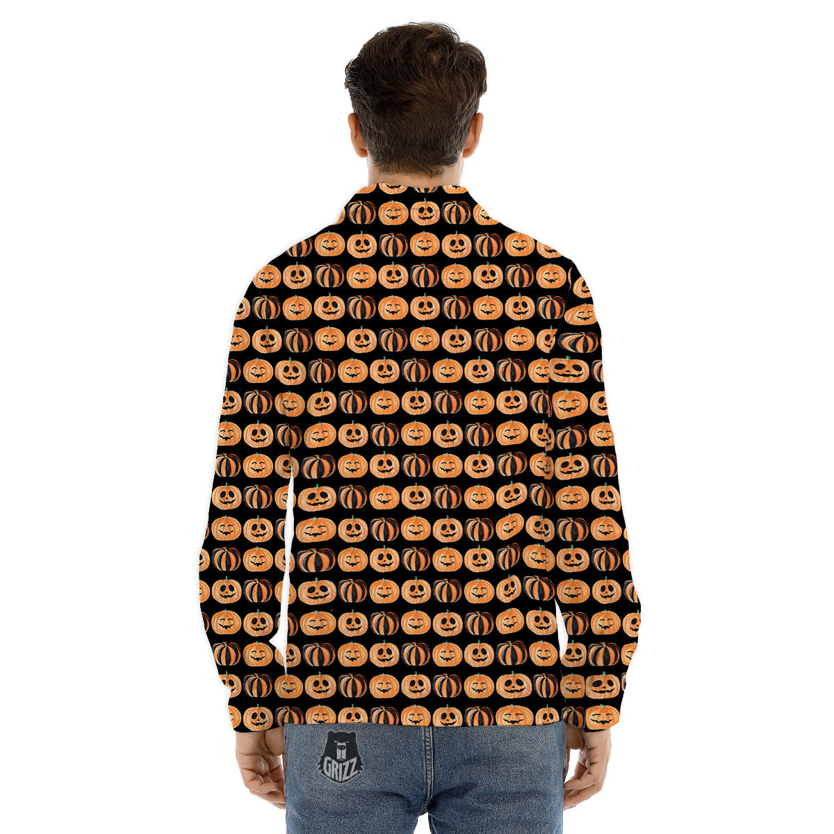 Pumpkin Cute Print Pattern Men's Dress Shirts-grizzshop