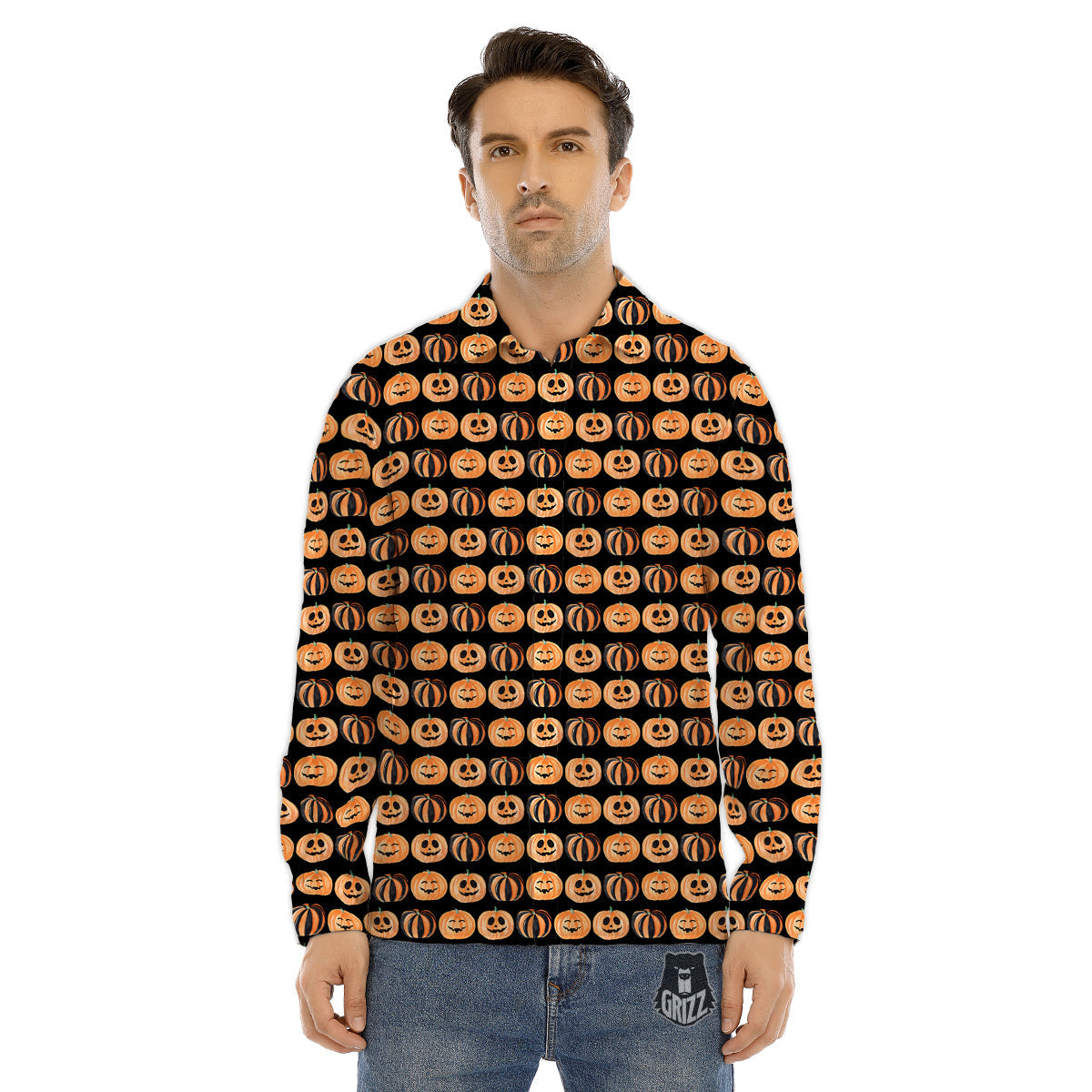 Pumpkin Cute Print Pattern Men's Dress Shirts-grizzshop