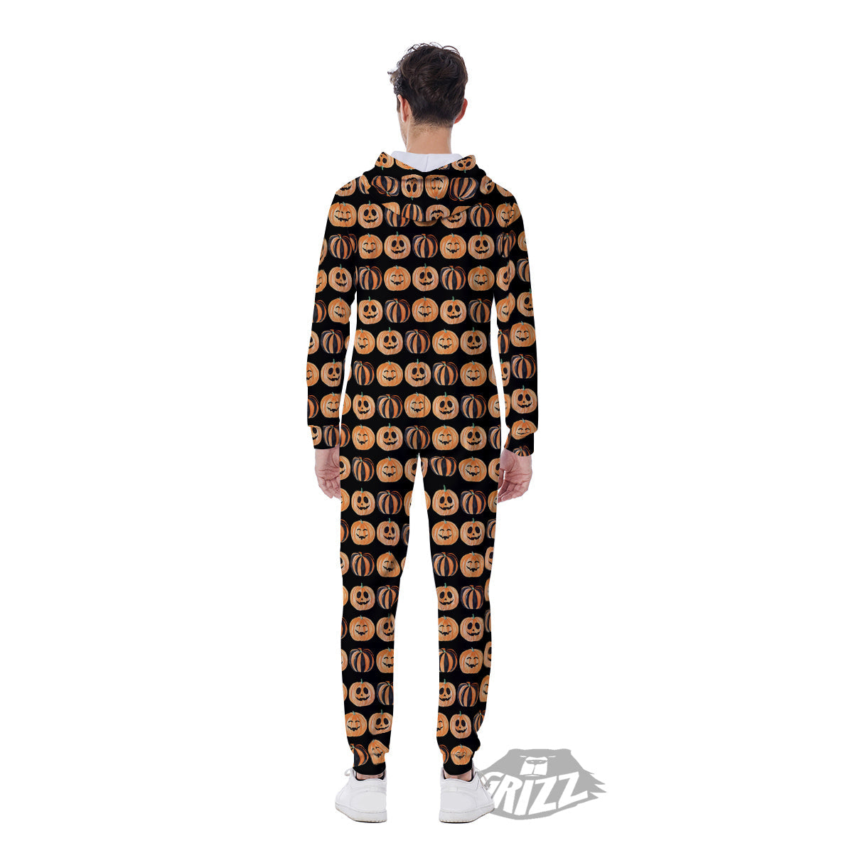 Pumpkin Cute Print Pattern Men's Jumpsuit-grizzshop