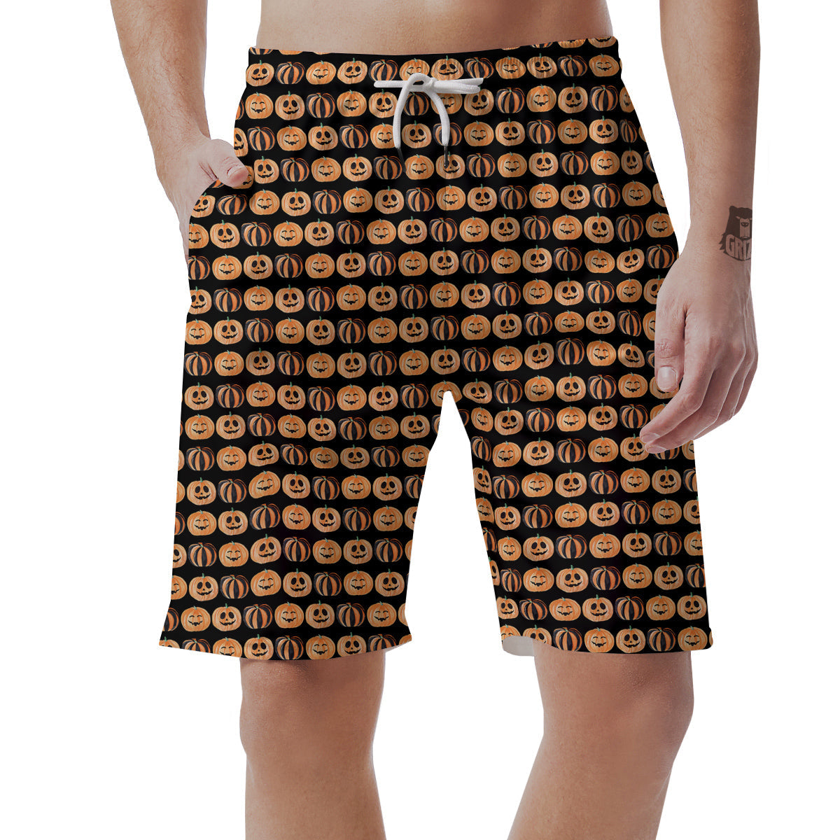 Pumpkin Cute Print Pattern Men's Shorts-grizzshop