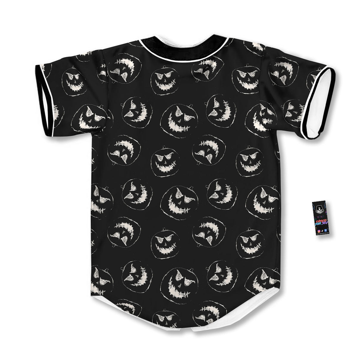 Pumpkin Faces Halloween Print Pattern Baseball Jersey-grizzshop