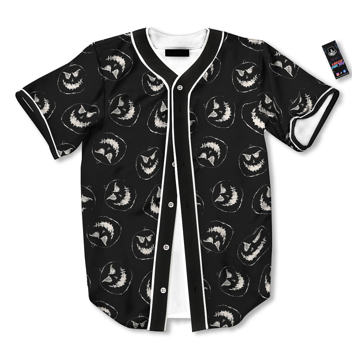 Pumpkin Faces Halloween Print Pattern Baseball Jersey-grizzshop