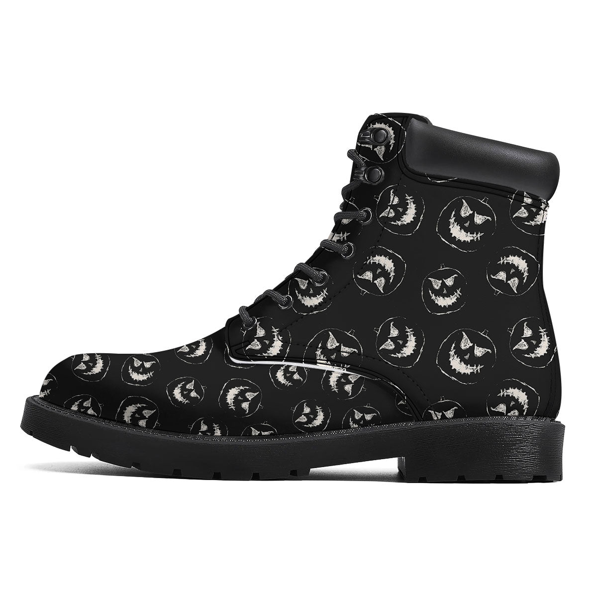 Pumpkin Faces Halloween Print Pattern Boots-grizzshop