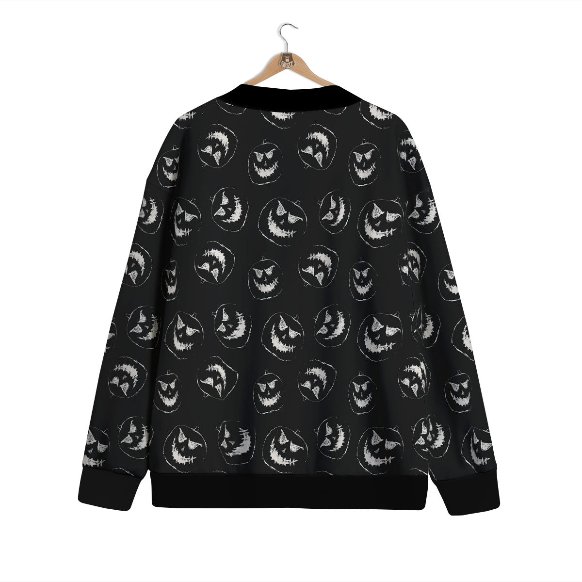 Pumpkin Faces Halloween Print Pattern Cardigan-grizzshop